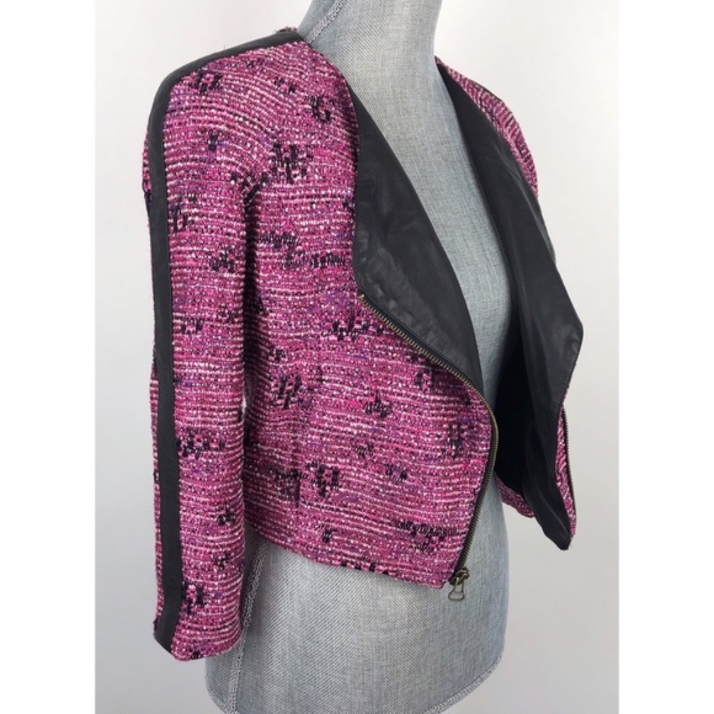 Kelly Wearstler | Leather Trim Moto Crop Jacket